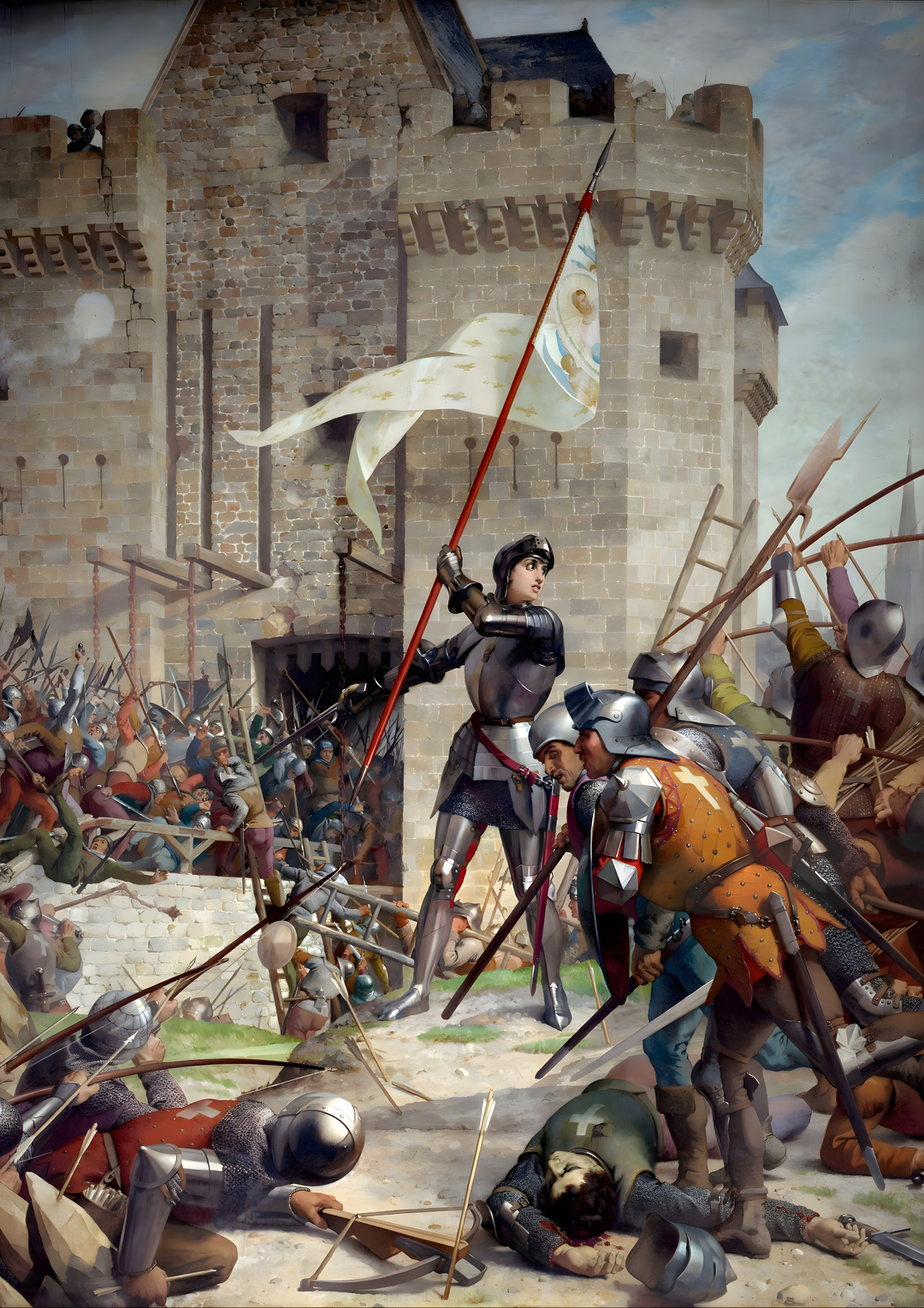 Jeanne d'Arc en armure devant Orléans Waldhari