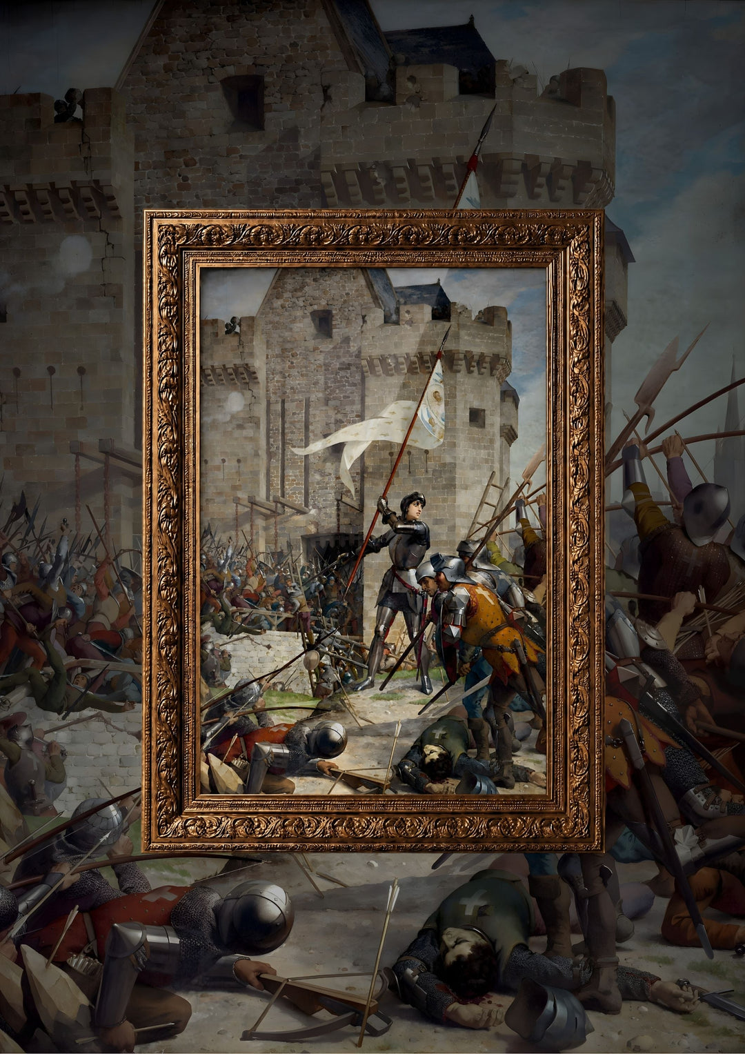 Jeanne d'Arc en armure devant Orléans Waldhari