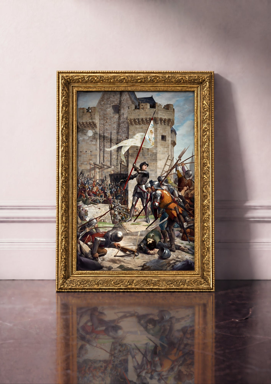Jeanne d'Arc en armure devant Orléans Waldhari